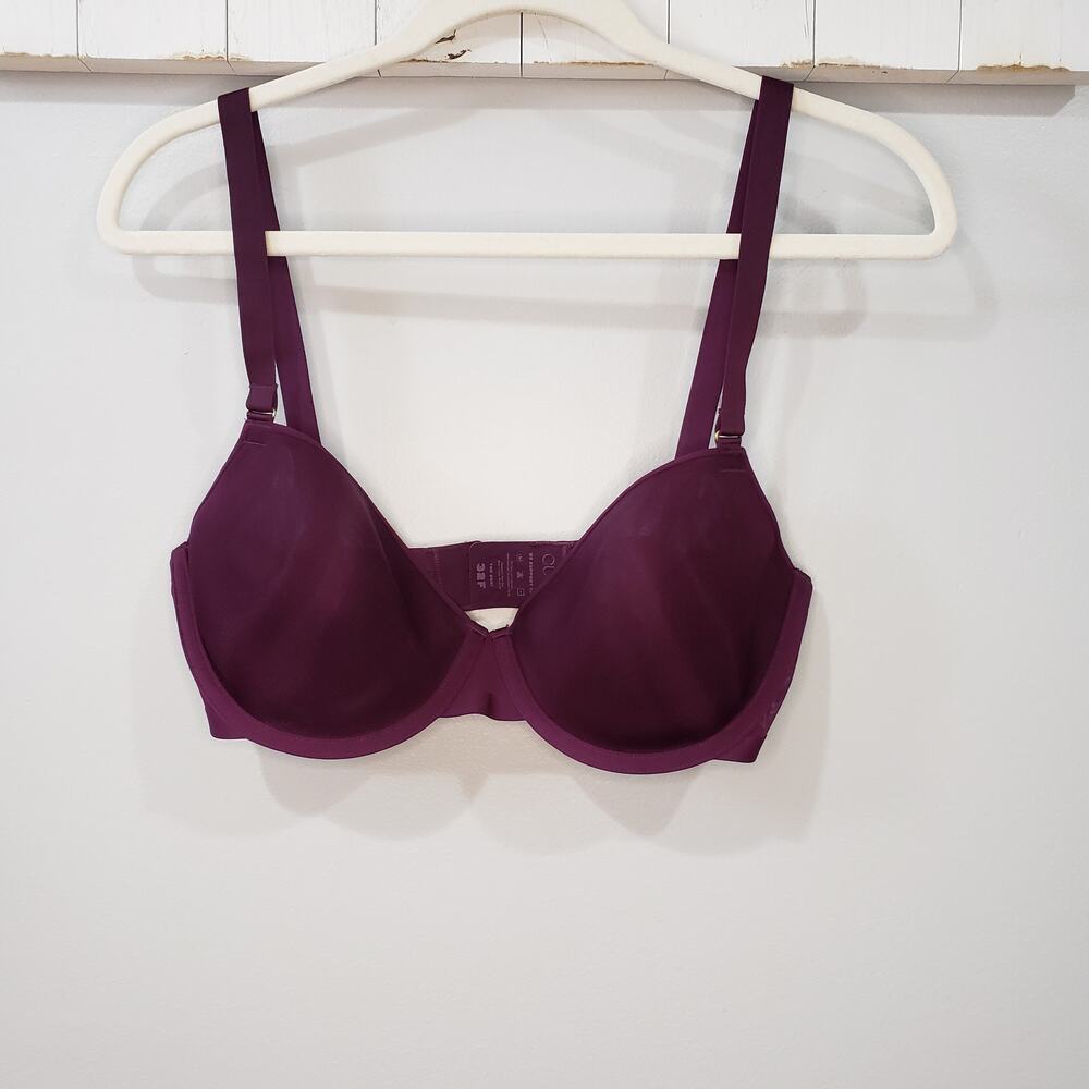 CUUP The Demi Bra Womens 32F Plum Purple Mesh Underwire Minimalist Sheer